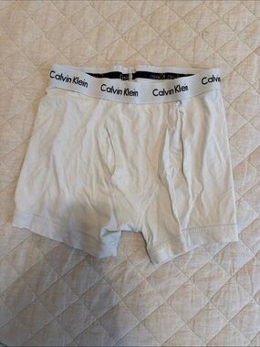Calvin Klein White Men's Stretch Boxer Briefs with Logo Waistband